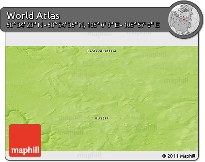 Physical 3D Map of the Area around 68° 44' 30" N, 105° 28' 29" E