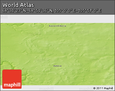 Physical 3D Map of the Area around 68° 44' 30" N, 105° 28' 29" E