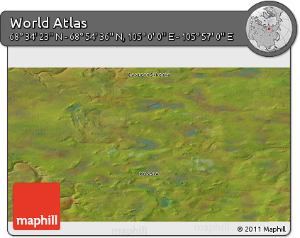 Satellite 3D Map of the Area around 68° 44' 30" N, 105° 28' 29" E