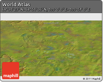 Satellite 3D Map of the Area around 68° 44' 30" N, 105° 28' 29" E