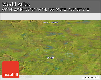 Satellite 3D Map of the Area around 68° 44' 30" N, 105° 28' 29" E
