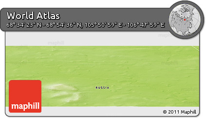 Physical Panoramic Map of the Area around 68° 44' 30" N, 106° 19' 29" E