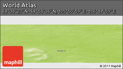 Physical Panoramic Map of the Area around 68° 44' 30" N, 106° 19' 29" E