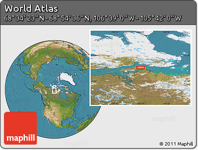 Satellite Location Map of the Area around 68° 44' 30" N, 106° 10' 30" W