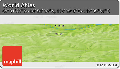 Physical Panoramic Map of the Area around 68° 44' 30" N, 113° 7' 30" E