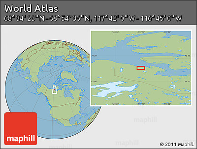 Savanna Style Location Map of the Area around 68° 44' 30" N, 117° 13' 29" W