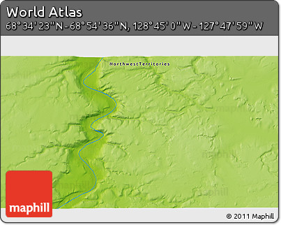 Physical 3D Map of the Area around 68° 44' 30" N, 128° 16' 30" W