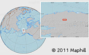 Gray Location Map of the area around 68° 44' 30" N, 157° 10' 30" W, hill shading