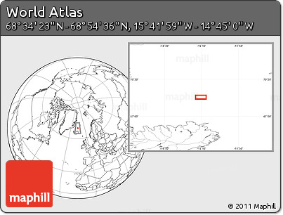 Blank Location Map of the Area around 68° 44' 30" N, 15° 13' 29" W