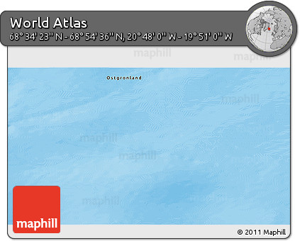 Physical 3D Map of the Area around 68° 44' 30" N, 20° 19' 30" W