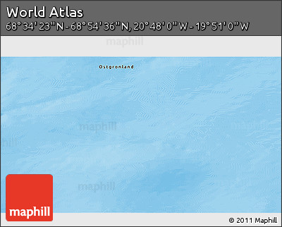 Physical 3D Map of the Area around 68° 44' 30" N, 20° 19' 30" W