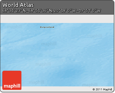 Physical 3D Map of the Area around 68° 44' 30" N, 20° 19' 30" W