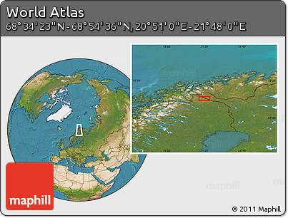 Satellite Location Map of the Area around 68° 44' 30" N, 21° 19' 30" E