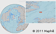 Gray Location Map of the area around 68° 44' 30" N, 21° 10' 29" W, hill shading