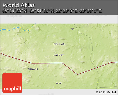 Physical 3D Map of the Area around 68° 44' 30" N, 23° 1' 29" E