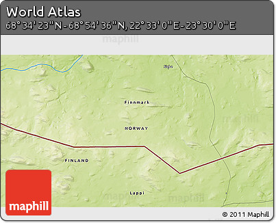 Physical 3D Map of the Area around 68° 44' 30" N, 23° 1' 29" E