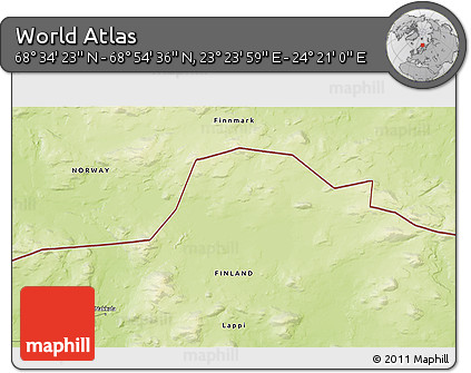 Physical 3D Map of the Area around 68° 44' 30" N, 23° 52' 30" E