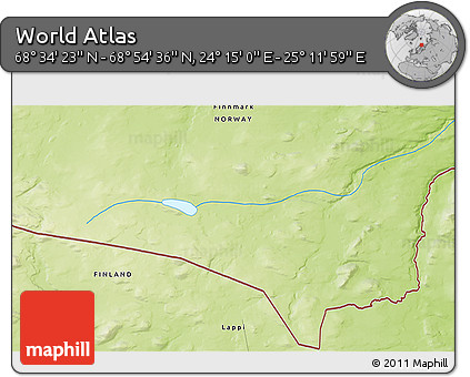 Physical 3D Map of the Area around 68° 44' 30" N, 24° 43' 30" E