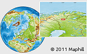 Physical Location Map of the area around 68° 44' 30" N, 24° 43' 30" E