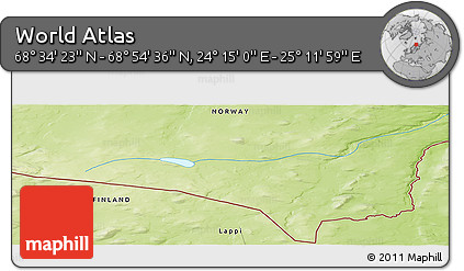 Physical Panoramic Map of the Area around 68° 44' 30" N, 24° 43' 30" E