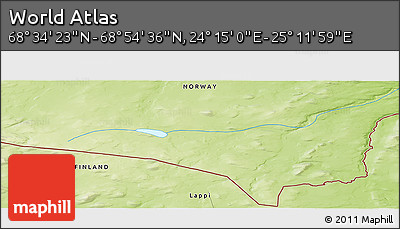Physical Panoramic Map of the Area around 68° 44' 30" N, 24° 43' 30" E