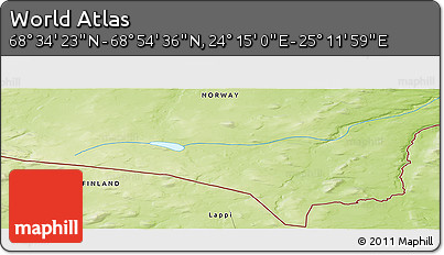 Physical Panoramic Map of the Area around 68° 44' 30" N, 24° 43' 30" E