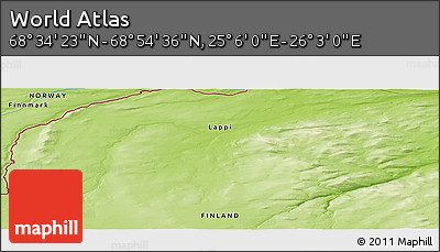 Physical Panoramic Map of the Area around 68° 44' 30" N, 25° 34' 30" E