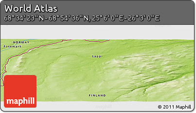 Physical Panoramic Map of the Area around 68° 44' 30" N, 25° 34' 30" E