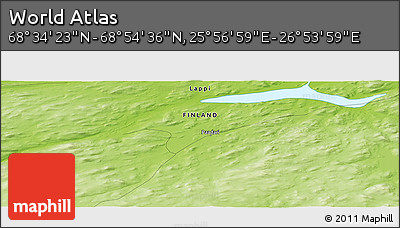 Physical Panoramic Map of the Area around 68° 44' 30" N, 26° 25' 29" E