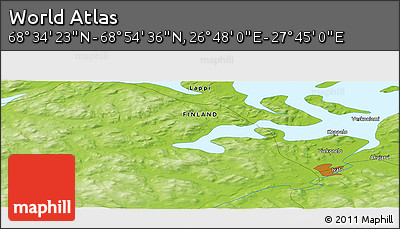 Physical Panoramic Map of the Area around 68° 44' 30" N, 27° 16' 29" E