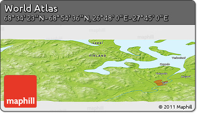 Physical Panoramic Map of the Area around 68° 44' 30" N, 27° 16' 29" E