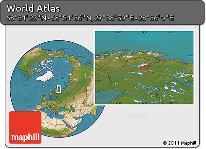 Satellite Location Map of the Area around 68° 44' 30" N, 28° 7' 30" E