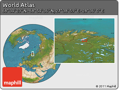 Satellite Location Map of the Area around 68° 44' 30" N, 28° 7' 30" E