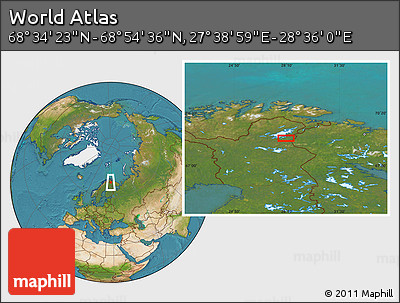 Satellite Location Map of the Area around 68° 44' 30" N, 28° 7' 30" E