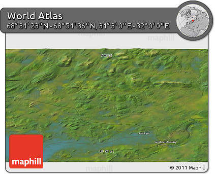 Satellite 3D Map of the Area around 68° 44' 30" N, 31° 31' 29" E