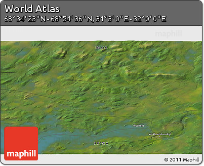 Satellite 3D Map of the Area around 68° 44' 30" N, 31° 31' 29" E