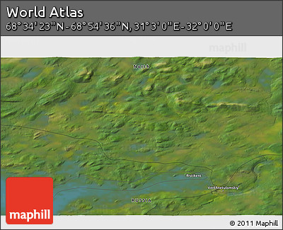 Satellite 3D Map of the Area around 68° 44' 30" N, 31° 31' 29" E