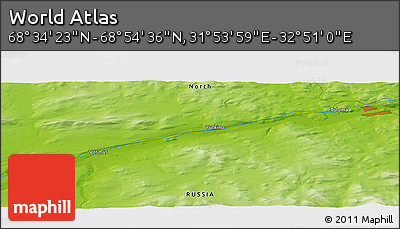 Physical Panoramic Map of the Area around 68° 44' 30" N, 32° 22' 30" E