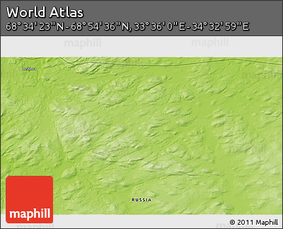 Physical 3D Map of the Area around 68° 44' 30" N, 34° 4' 30" E