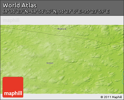 Physical 3D Map of the Area around 68° 44' 30" N, 34° 55' 29" E