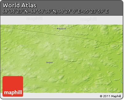 Physical 3D Map of the Area around 68° 44' 30" N, 34° 55' 29" E