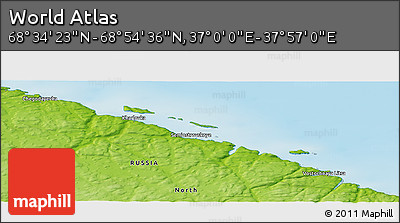 Physical Panoramic Map of the Area around 68° 44' 30" N, 37° 28' 30" E