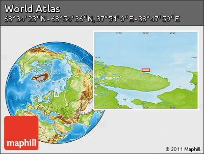 Physical Location Map of the Area around 68° 44' 30" N, 38° 19' 30" E