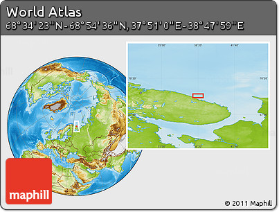 Physical Location Map of the Area around 68° 44' 30" N, 38° 19' 30" E
