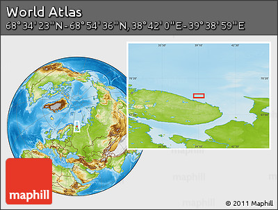 Physical Location Map of the Area around 68° 44' 30" N, 39° 10' 29" E