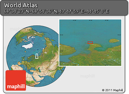 Satellite Location Map of the Area around 68° 44' 30" N, 44° 16' 29" E