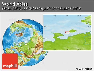 Physical Location Map of the Area around 68° 44' 30" N, 47° 40' 29" E