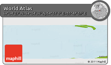 Physical Panoramic Map of the Area around 68° 44' 30" N, 55° 19' 30" E