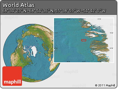 Satellite Location Map of the Area around 68° 44' 30" N, 55° 10' 29" W