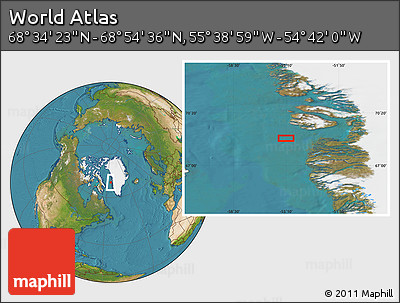 Satellite Location Map of the Area around 68° 44' 30" N, 55° 10' 29" W